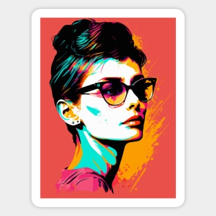 Audrey Hepburn Colorful and Minimalist Pop Art Style Magnet